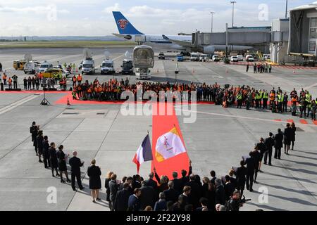 Ambiente durante il ritorno della delegazione di Parigi 2024 all'aeroporto Charles de Gaulle, Parigi, 14 settembre 2017, Foto Philippe Millereau / KMSP / PARIGI 2024 / DPPI Foto Stock