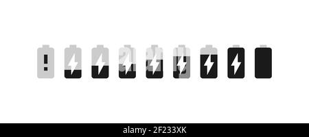 Indicatore di carica della batteria impostato su scarica. Vettore EPS 10 Illustrazione Vettoriale