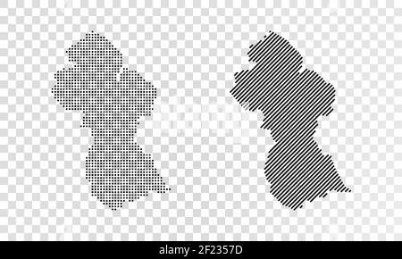 Insieme di mappe astratte della Guyana. Mappa a punti e linee di Guyana Mappa punteggiata vettoriale di Guyana isolata su sfondo trasparente Illustrazione Vettoriale