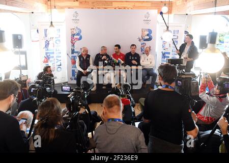 Illustrazione durante la conferenza stampa della squadra francese, del XXIII Giochi Olimpici invernali Pyeongchang 2018, l'8 febbraio 2018, al Club France, Alpensia, PyeongChang, Corea del Sud - Foto Philippe Millereau / KMSP / DPPI Foto Stock