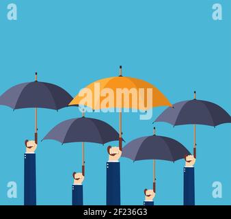 In piedi fuori dalla folla. Illustrazione Vettoriale