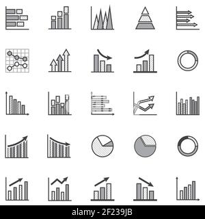 Set of Graph (Set di grafici), icona Simple Statistics (Statistiche semplici), Flat Business Symbol (simbolo Illustrazione Vettoriale