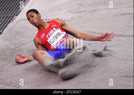 Juan Miguel Echevarria (CUB) compete e vince la finale di Men's Long Jump durante i Campionati mondiali di atletica leggera 2018, a Birmingham, Gran Bretagna, Day 2 il 2 marzo 2018 - Photo Stephane Kempinaire / KMSP / DPPI Foto Stock