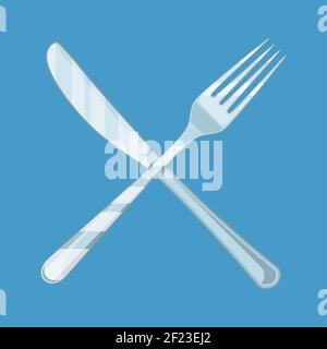 Coltello e forca incrociati. Illustrazione Vettoriale