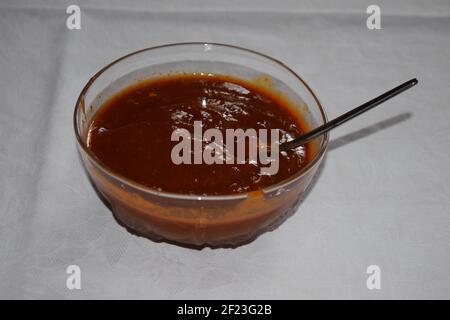 salsa di curry per la salsiccia di curry Foto Stock