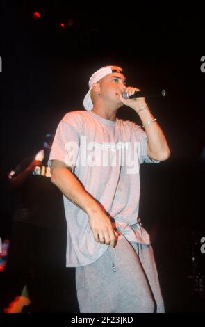 Eminem suonando l'Astoria, 8 novembre 1999, Londra, Inghilterra, Regno Unito. Foto Stock