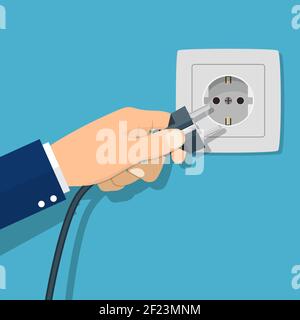 Spina elettrica di collegamento manuale. Illustrazione Vettoriale