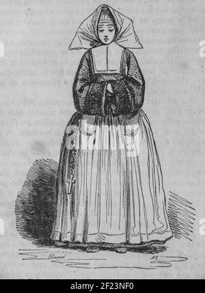 la religieuse de saint vinvent de paul , les français peints par eux-memes,eiteur n.j. philippart 1861 Foto Stock