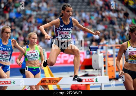 Emma Oudiou (fra) compete in 3000m le donne di Steeplechase durante i campionati europei 2018, allo Stadio Olimpico di Berlino, Germania, giorno 4, il 10 agosto 2018 - Foto Julien Crosnier / KMSP / DPPI Foto Stock