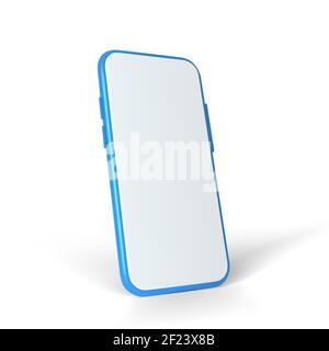 3d realistic Mock-up smartphone schermo vuoto vista frontale isolato su sfondo bianco, vecto Illustrazione Vettoriale