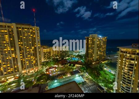 Hotel torre a Honolulu, Hawaii Foto Stock