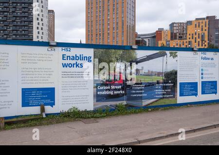 Cantiere HS2 a Curzon Street, Eastside, Birmingham, Regno Unito Foto Stock