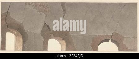 Parte della volta del Tempio di Minerva Medica a Roma.questi due frammenti, che mostrano una sezione della volta del Tempio di Minerva Medica, si abbinano al (adiacente) frammento che presenta in lontananza la basilica di San Giovanni in Laterano. Insieme le tre parti ancora non formano un'immagine completa. Manca una quarta parte, che passò attraverso i saleromi nel 2002. Foto Stock