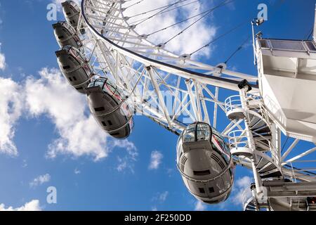 Vista del London Eye Foto Stock