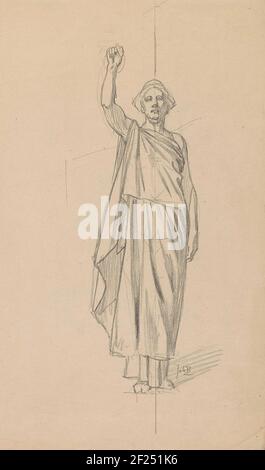 Disegno per illustrazione nell'Amsterdam: Justitia (28 agosto 1920) .Design per una stampa. Foto Stock