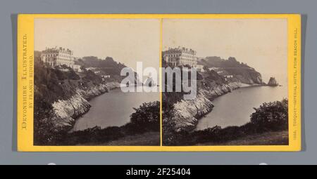 Vista dell'Imperial Hotel lungo la costa di Torquay; Torquay-Imperial Hotel, da Beacon Hill ... Foto Stock