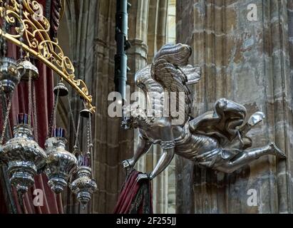 Particolare della Tomba d'Argento di San Giovanni di Nepomuk Nella Cattedrale di San Vito Foto Stock