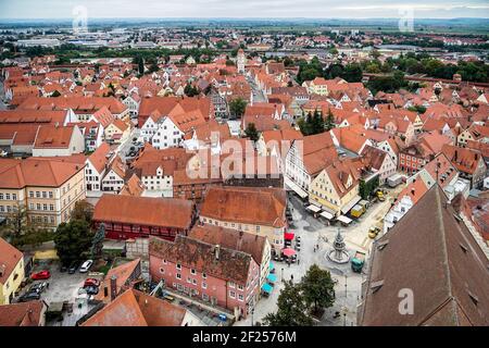 Vista aerea della Skyline di Nordlingen Baviera in Germania Foto Stock