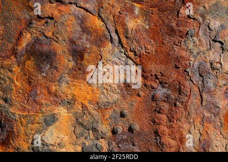 Corrosione rossa su ferro metallico Foto Stock