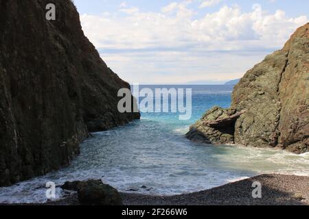 Framura e Cliff Bay, Cinque Terre parco nazionale Foto Stock