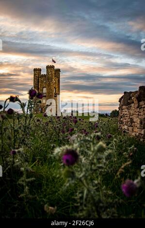 Torre di Broadway al tramonto Foto Stock