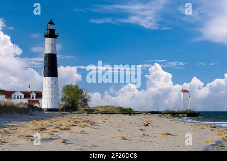 Grande Punto Sable Faro in dune, costruito nel 1867 Foto Stock