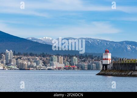 Faro di Brockton Point a Stanley Park. Vancouver, Canada. Foto Stock