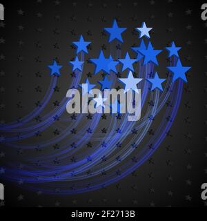 Sfondo astratto con le stelle blu. Fuochi d'artificio in stile Illustrazione Vettoriale