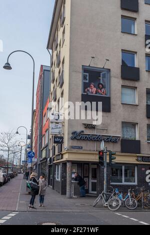 Ingresso di un bar nel quartiere Belga, Colonia, Germania Foto Stock