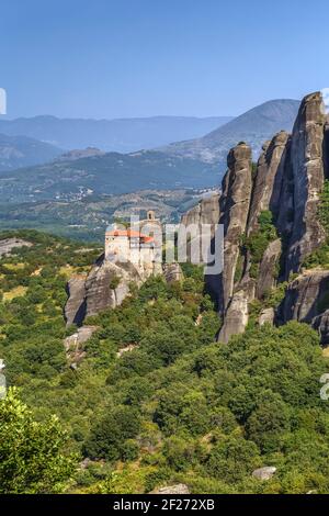 Vista del monastero di San Nicola Anapausas, Grecia Foto Stock