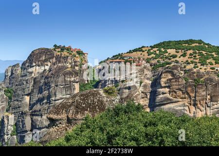 Monastero di Varlaam e Grande Meteoron a Meteora, Grecia Foto Stock