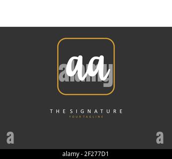 AA scrittura iniziale della lettera e logo della firma. Un logo iniziale di calligrafia concettuale con elemento modello. Foto Stock