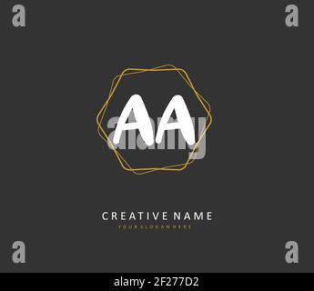 AA scrittura iniziale della lettera e logo della firma. Un logo iniziale di calligrafia concettuale con elemento modello. Foto Stock