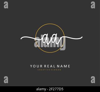 AA scrittura iniziale della lettera e logo della firma. Un logo iniziale di calligrafia concettuale con elemento modello. Foto Stock