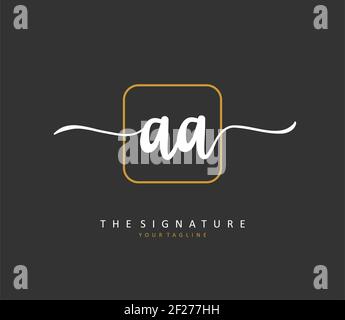 AA scrittura iniziale della lettera e logo della firma. Un logo iniziale di calligrafia concettuale con elemento modello. Foto Stock