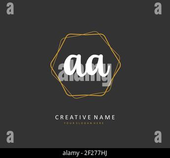 AA scrittura iniziale della lettera e logo della firma. Un logo iniziale di calligrafia concettuale con elemento modello. Foto Stock