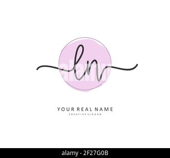 L N LN scrittura a mano e logo della firma della lettera iniziale. Un logo iniziale di calligrafia concettuale con elemento modello. Illustrazione Vettoriale
