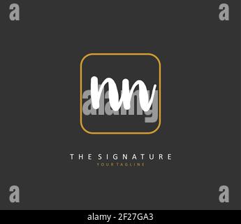 N NN scrittura iniziale della lettera e logo della firma. Un logo iniziale di calligrafia concettuale con elemento modello. Illustrazione Vettoriale