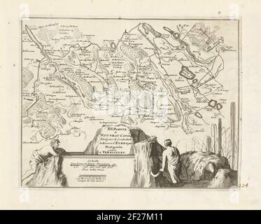 Kaart Van Het Nieuwe Kanaal van Pontgouin naar Versailles (Deel III), ca. 1702; III. Parte del nuovo canale fatto per il condotto del fiume di Eure da Pontgouin fino a Versailles; le forze di Europa, Asia, Africa e America, o la descrizione delle principali città con le loro fortificazioni. PROGETTATO DAI MIGLIORI INGEGNERI, SPECIALMENTE QUELLI CHE SONO LA DOMINAZIONE DELLA FRANCIA (...) e decorato con diversi edifici superbi.Mappa del nuovo canale che l'acqua dal fiume Eure conduce da Pontgouin a Versailles (parte III). Punto n. 224 nell'immagine nel contesto di un totale di 276 Fortes o numerati Foto Stock