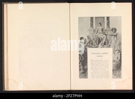 Produzione fotografica di un disegno, che rappresenta gli uomini offrono oggetti a (presumibilmente) una personificazione della Repubblica Ceca su un trono .. Foto Stock