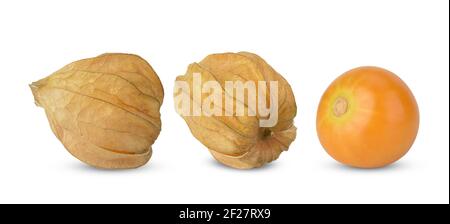 Cape gooseberry (physalis) isolato su sfondo bianco Foto Stock