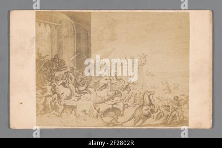 Produzione fotografica di un'incisione: Attacco ad Anversa da parte del Duca d'Angiò, 1583 .. Foto Stock
