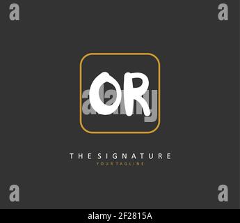 O il logo della firma e della scrittura a mano della lettera iniziale. Un logo iniziale di calligrafia concettuale con elemento modello. Illustrazione Vettoriale