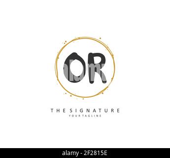 O il logo della firma e della scrittura a mano della lettera iniziale. Un logo iniziale di calligrafia concettuale con elemento modello. Illustrazione Vettoriale