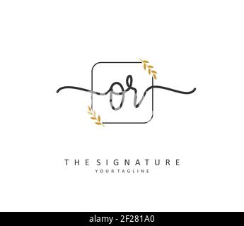 O il logo della firma e della scrittura a mano della lettera iniziale. Un logo iniziale di calligrafia concettuale con elemento modello. Illustrazione Vettoriale