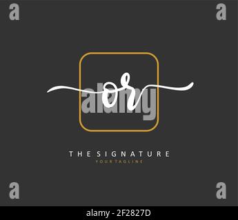 O il logo della firma e della scrittura a mano della lettera iniziale. Un logo iniziale di calligrafia concettuale con elemento modello. Illustrazione Vettoriale