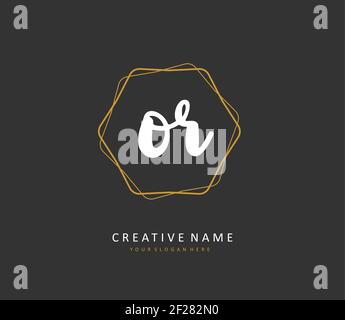 O il logo della firma e della scrittura a mano della lettera iniziale. Un logo iniziale di calligrafia concettuale con elemento modello. Illustrazione Vettoriale