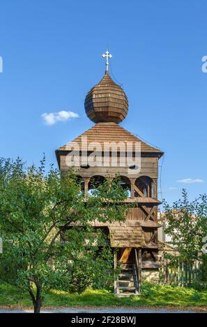 Campanile in legno, Hronsek, Slovacchia Foto Stock