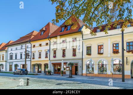 Case sulla piazza principale, Levoca, Slovacchia Foto Stock