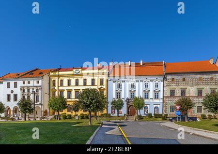 Case sulla piazza principale, Levoca, Slovacchia Foto Stock